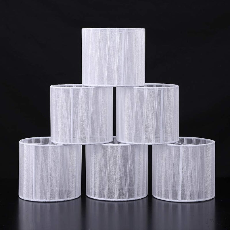 Wellmet Small Chandelier Lamp Shades,ONLY FOR CANDLE BULBS,Clip-on Fitter White Lamp Shades,Set of 6, 5.5"x5.5"x 5", Gauze White - Image 1